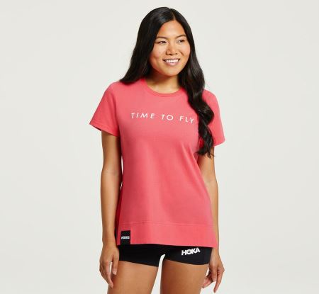 Hoka One One Brand Tee Dama - Top Roz / Albi | RO-GtVt0zt